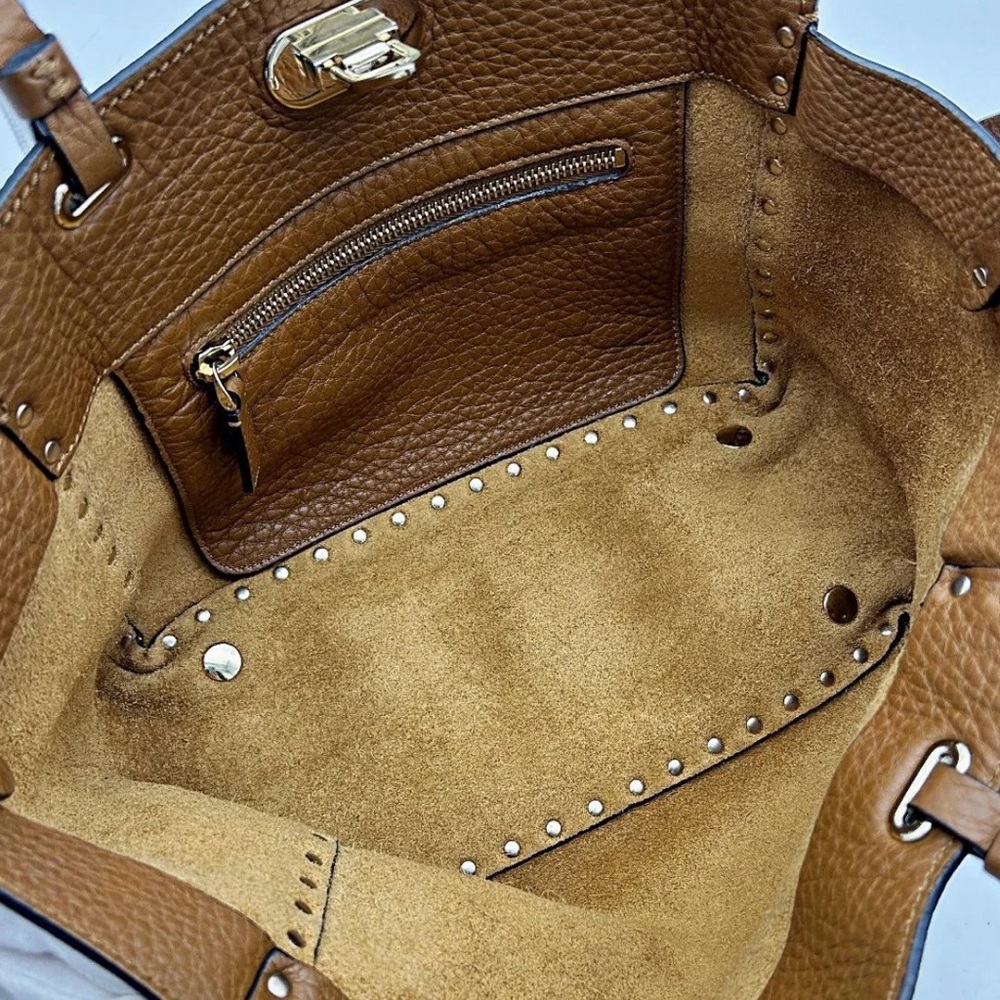 Brown Valentino Rock Stud Leather Tote - Picture 4 of 5